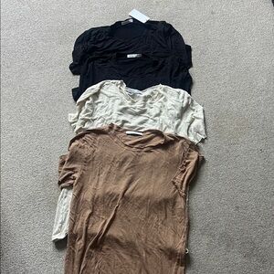 Men's Short Sleeve Tees - 2 Black, 1 Brown, 1 Cream